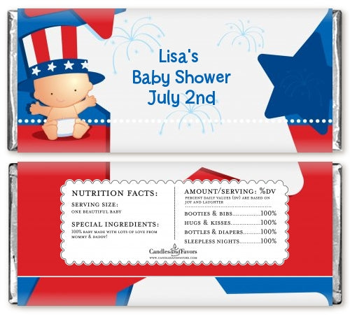 Fourth Of July Little Firecracker - Personalized Baby Shower Candy Bar Wrappers