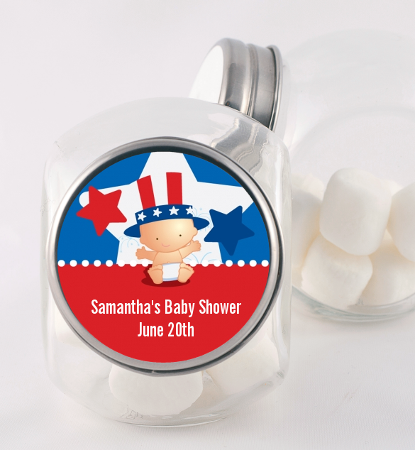 Fourth Of July Little Firecracker - Personalized Baby Shower Candy Jar
