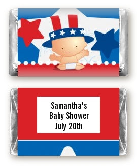 Fourth Of July Little Firecracker - Personalized Baby Shower Mini Candy Bar Wrappers