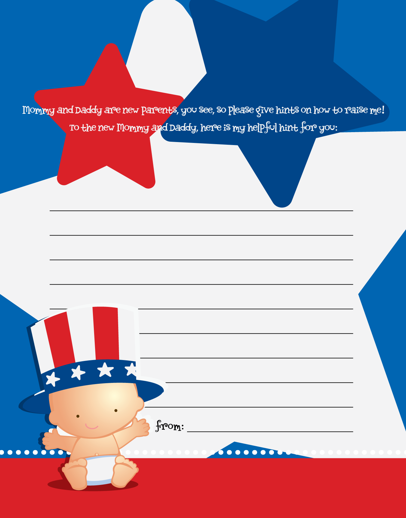 Fourth Of July Little Firecracker - Baby Shower Notes of Advice