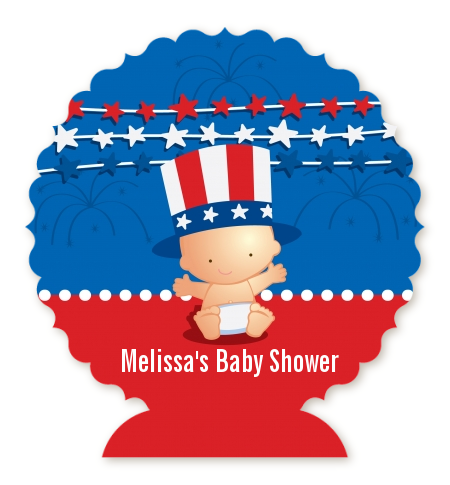 Fourth Of July Stars & Stripes - Personalized Baby Shower Centerpiece Stand