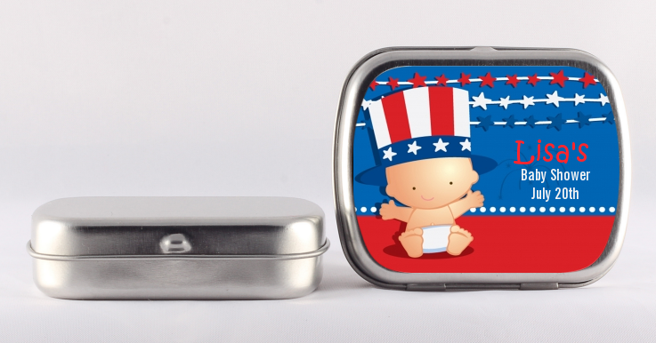 Fourth Of July Stars & Stripes - Personalized Baby Shower Mint Tins