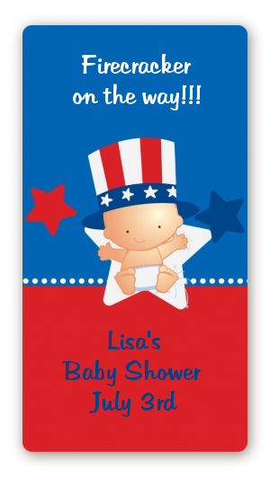 Fourth Of July Little Firecracker - Custom Rectangle Baby Shower Sticker/Labels