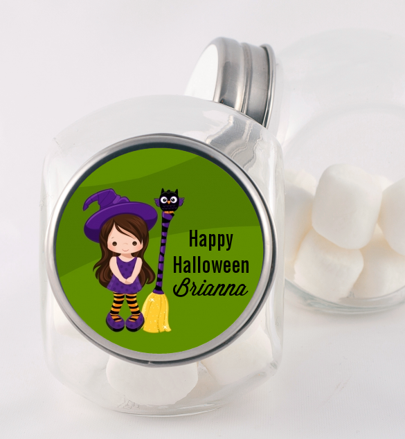 Friendly Witch Girl - Personalized Halloween Candy Jar
