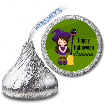 Friendly Witch Girl - Hershey Kiss Halloween Sticker Labels