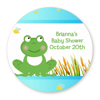 Froggy - Round Personalized Baby Shower Sticker Labels