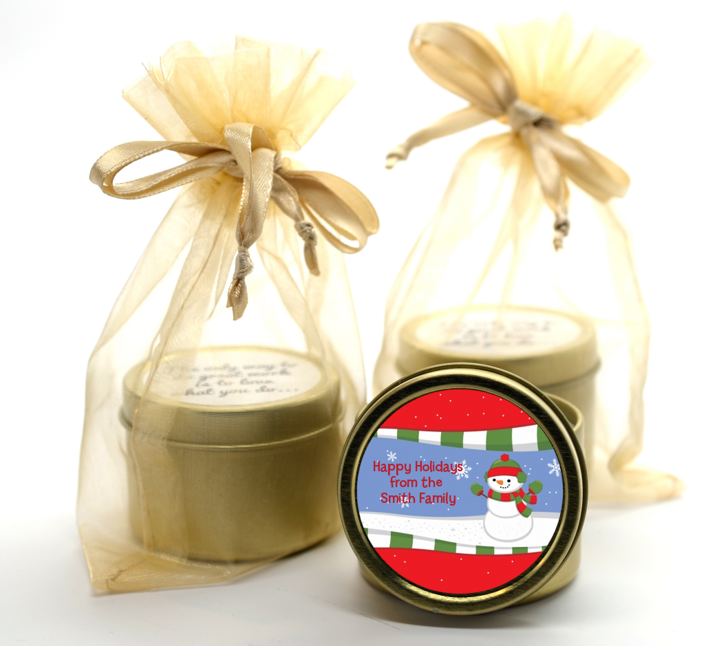 Frosty the Snowman - Christmas Gold Tin Candle Favors