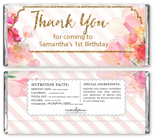 Fun to be One - 1st Birthday Girl - Personalized Birthday Party Candy Bar Wrappers