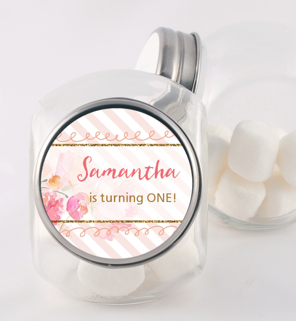 Fun to be One - 1st Birthday Girl - Personalized Birthday Party Candy Jar