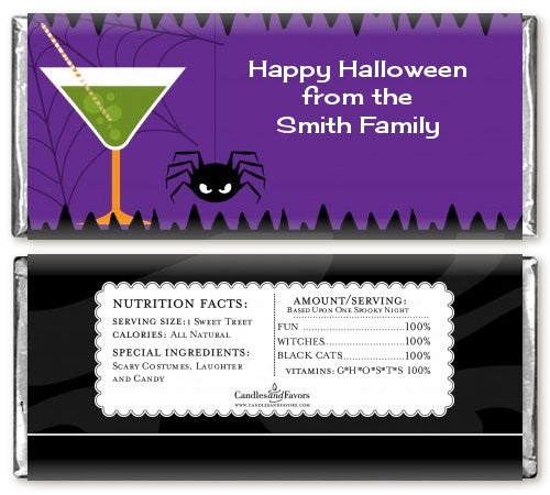 Funky Martini - Personalized Halloween Candy Bar Wrappers