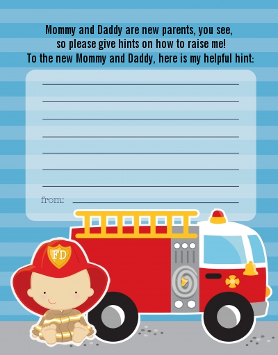 Future Firefighter - Baby Shower Notes of Advice