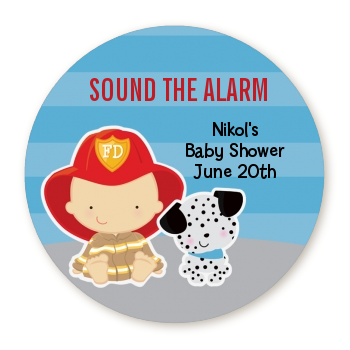 Future Firefighter - Round Personalized Baby Shower Sticker Labels