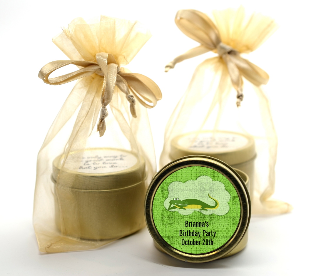 Gator - Birthday Party Gold Tin Candle Favors