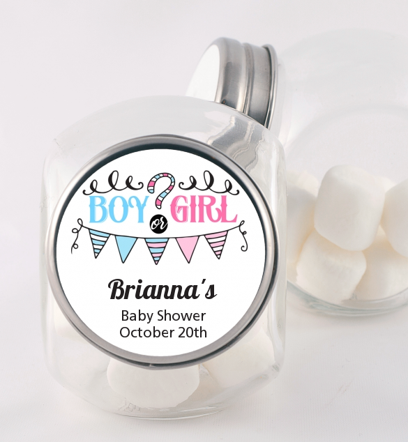 Gender Reveal Boy or Girl - Personalized Baby Shower Candy Jar