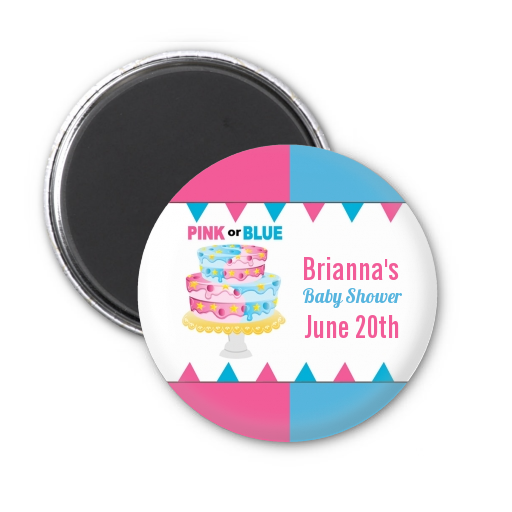 Gender Reveal Cake - Personalized Baby Shower Magnet Favors