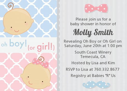 Gender Reveal - Baby Shower Invitations