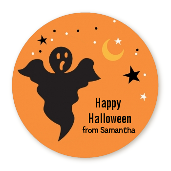 Ghost - Round Personalized Halloween Sticker Labels
