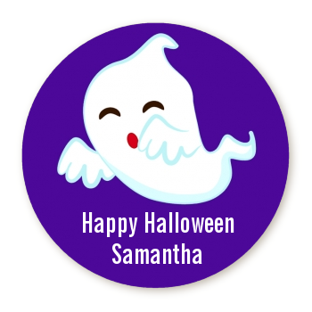 Ghost Kissing - Round Personalized Halloween Sticker Labels