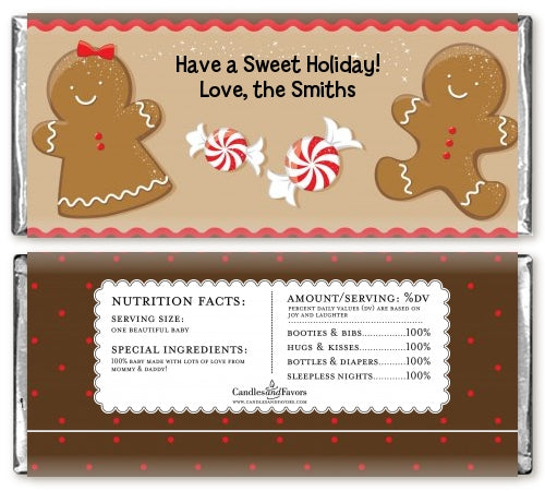 Gingerbread - Personalized Christmas Candy Bar Wrappers