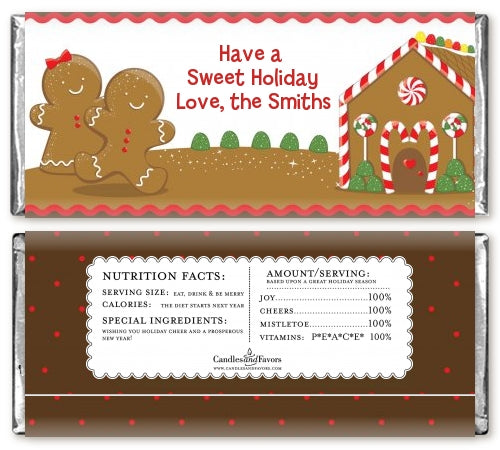 Gingerbread House - Personalized Christmas Candy Bar Wrappers