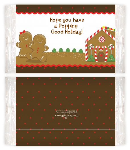 Gingerbread House - Personalized Popcorn Wrapper Christmas Favors