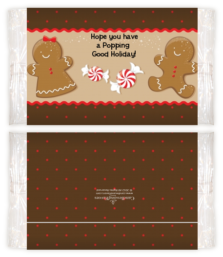Gingerbread - Personalized Popcorn Wrapper Christmas Favors
