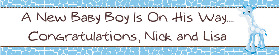 Giraffe Blue - Personalized Baby Shower Banners