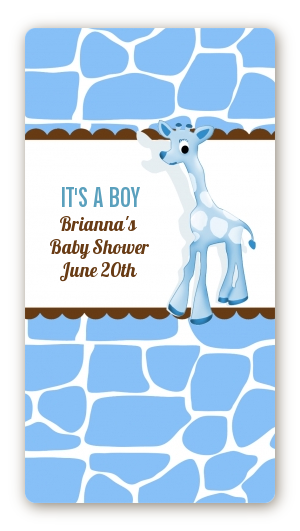 Giraffe Blue - Custom Rectangle Baby Shower Sticker/Labels
