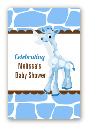 Giraffe Blue - Custom Large Rectangle Baby Shower Sticker/Labels