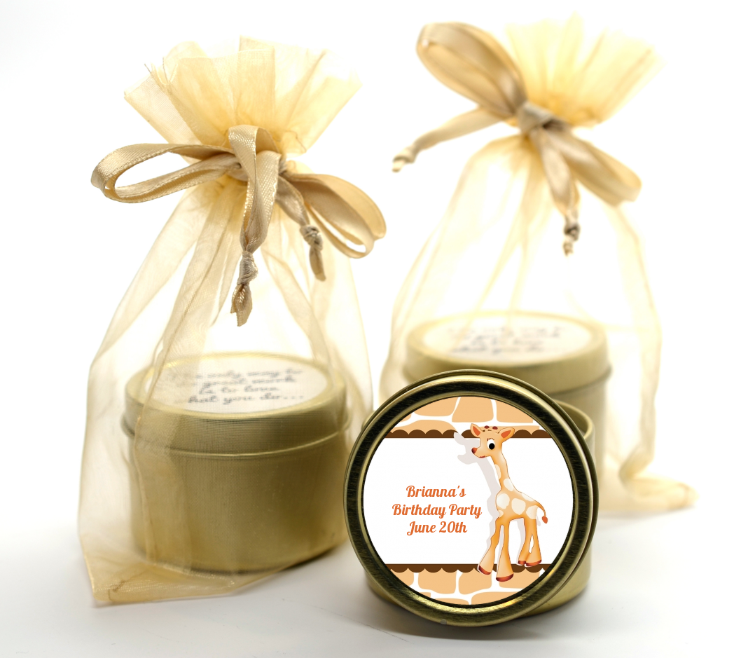 Giraffe Brown - Baby Shower Gold Tin Candle Favors