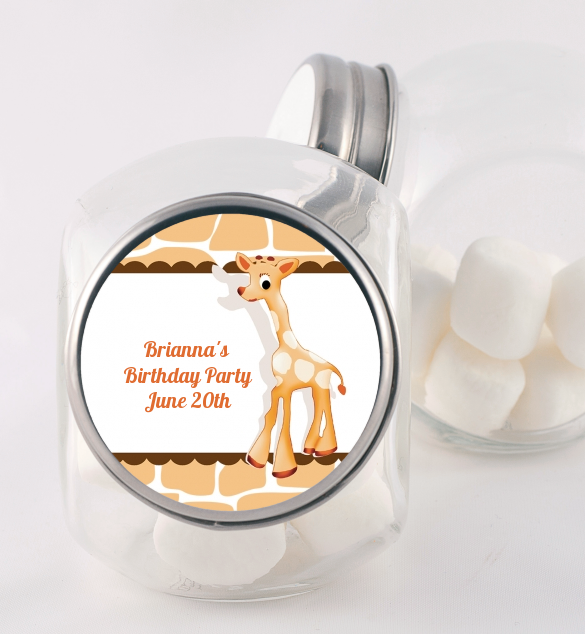 Giraffe Brown - Personalized Birthday Party Candy Jar