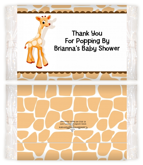 Giraffe Brown - Personalized Popcorn Wrapper Baby Shower Favors