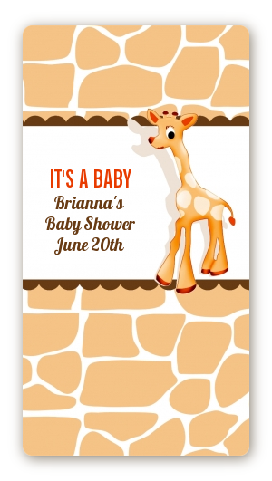 Giraffe Brown - Custom Rectangle Baby Shower Sticker/Labels