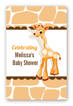 Giraffe Brown - Custom Large Rectangle Baby Shower Sticker/Labels