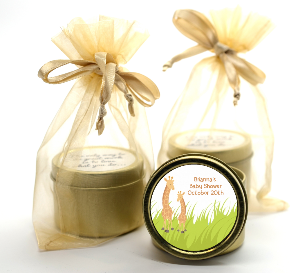 Giraffe - Baby Shower Gold Tin Candle Favors