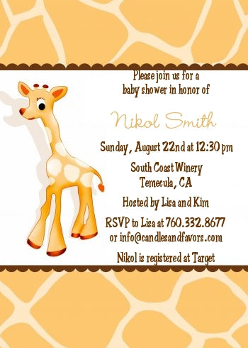 Giraffe Brown - Baby Shower Invitations