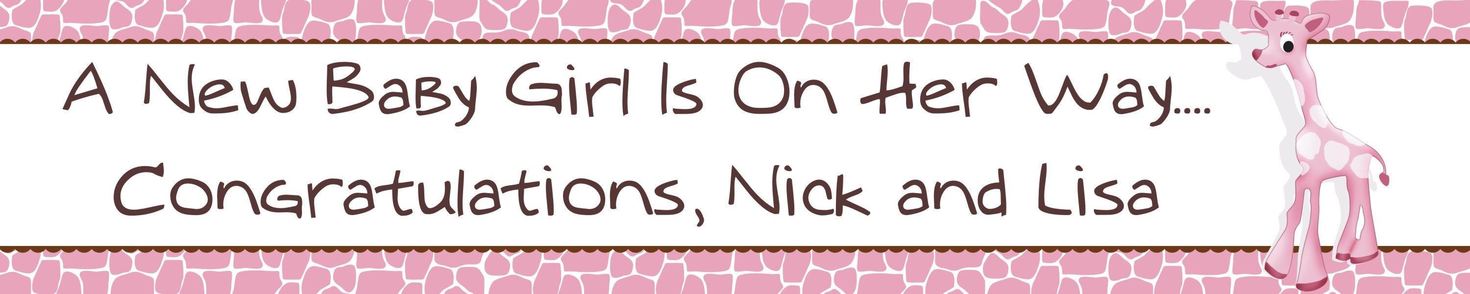 Giraffe Pink - Personalized Baby Shower Banners
