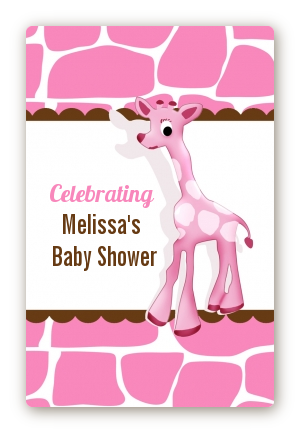 Giraffe Pink - Custom Large Rectangle Baby Shower Sticker/Labels