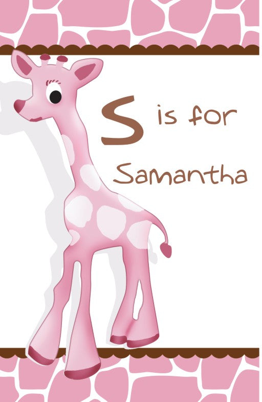 Giraffe Pink - Personalized Baby Shower Nursery Wall Art
