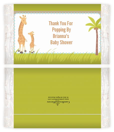 Giraffe - Personalized Popcorn Wrapper Baby Shower Favors