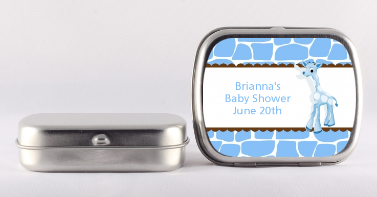 Giraffe Blue - Personalized Baby Shower Mint Tins