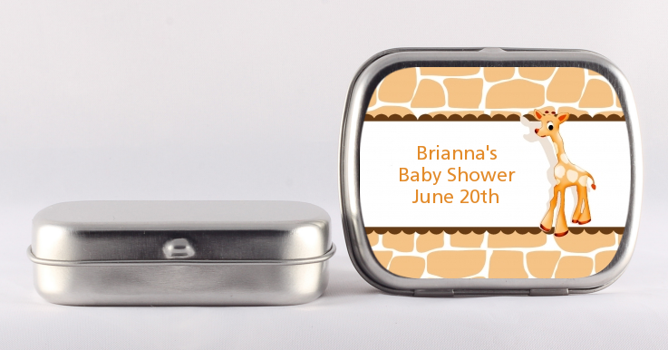 Giraffe Brown - Personalized Baby Shower Mint Tins