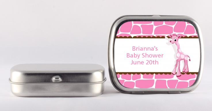Giraffe Pink - Personalized Baby Shower Mint Tins