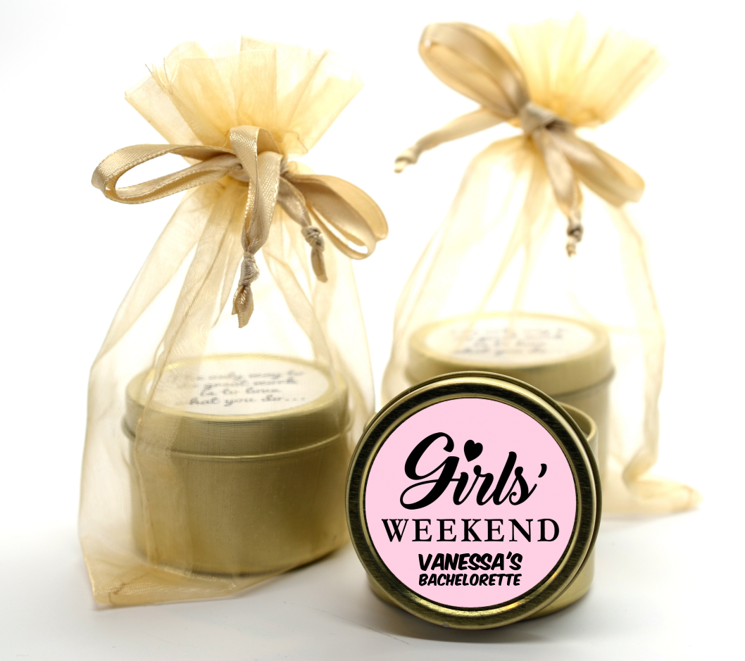 Girls Weekend - Bridal Shower Gold Tin Candle Favors