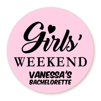 Girls Weekend - Round Personalized Bridal Shower Sticker Labels