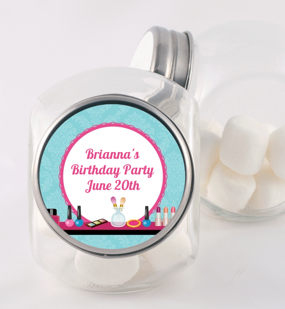 Glamour Girl Makeup Party - Personalized Birthday Party Candy Jar