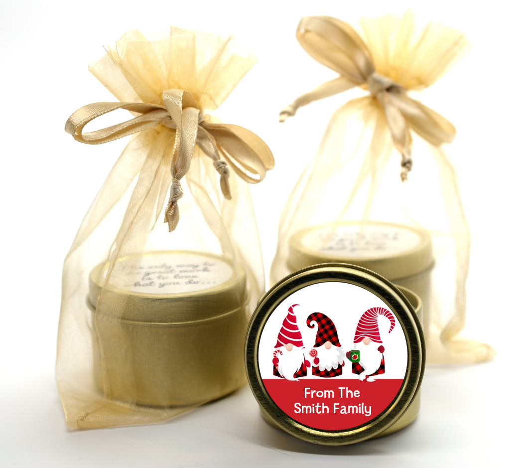 Gnome - Christmas Gold Tin Candle Favors