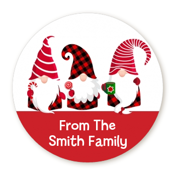 Gnome - Round Personalized Christmas Sticker Labels