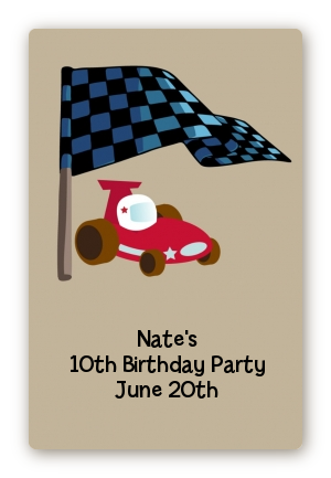 Go Kart - Custom Large Rectangle Birthday Party Sticker/Labels