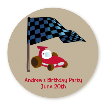 Go Kart - Round Personalized Birthday Party Sticker Labels